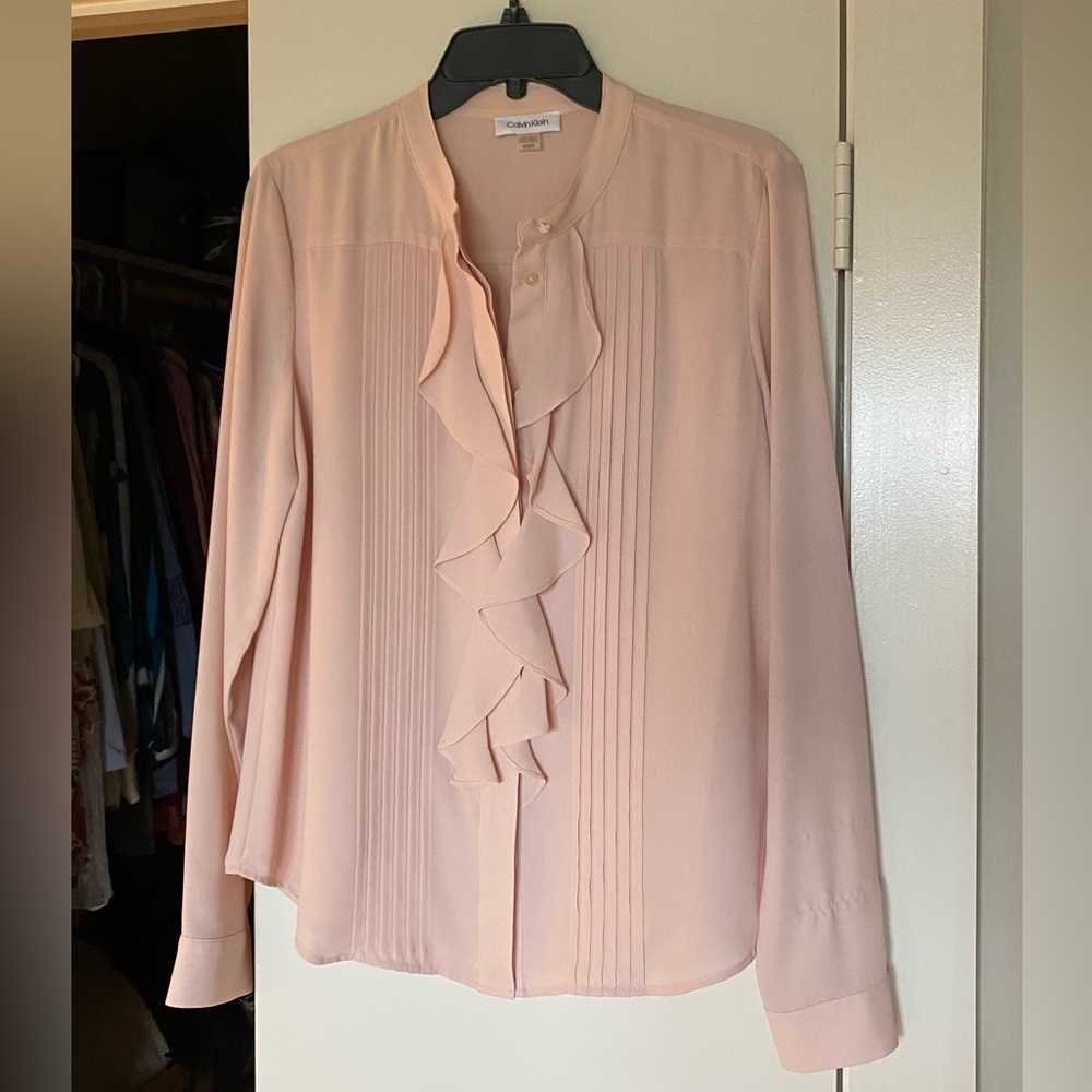 NWOT Sheer Ruffled Blouse - Picture 2 of 12